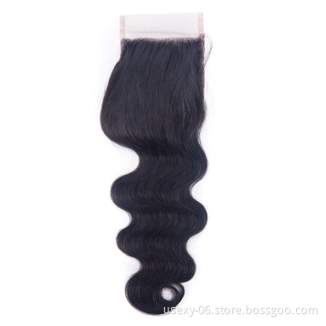 High Quality Top Grade 100% Human Hair Malaysian Unprocessed Virgin Hair Body Wave 4*4 Lace Closure